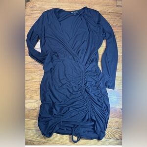 Royalty Maluma Black Long Sleeve Ruched Dress